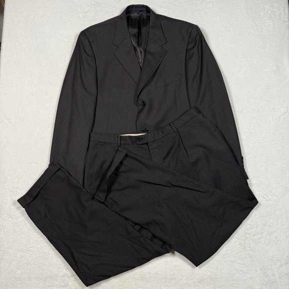Daniel Cremieux Loro Piana Men's 43R Dark Gray Striped Wool 3-Button Suit‎ 38x32
